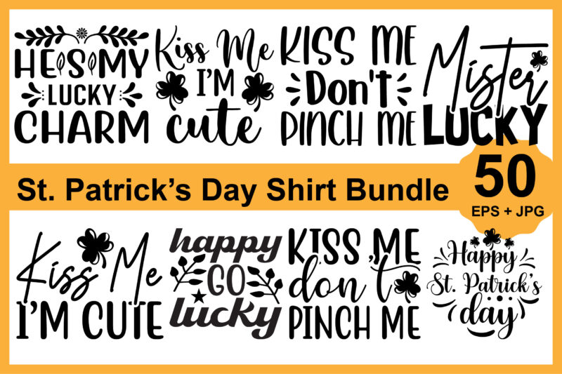 St. Patrick’s Day Shirt Design Bundle Print Template, Lucky Charms, Irish, everyone has a little luck Typography Design