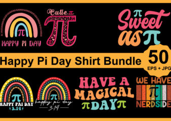 Happy Pi Day Shirt Design Bundle Print Template, Pi day Vector Graphics, funny math design, and gift