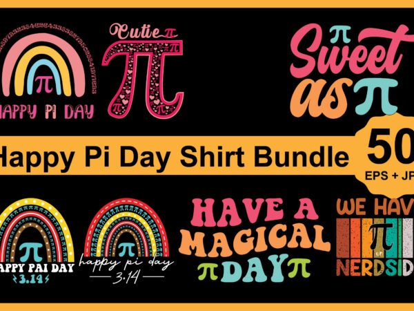 Happy pi day shirt design bundle print template, pi day vector graphics, funny math design, and gift