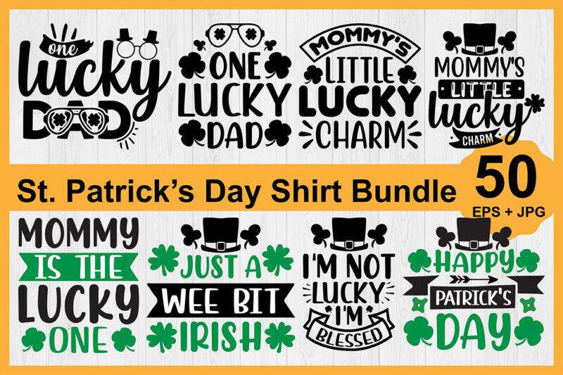 St. Patrick’s Day Shirt Design Bundle Print Template, Lucky Charms, Irish, everyone has a little luck Typography Design