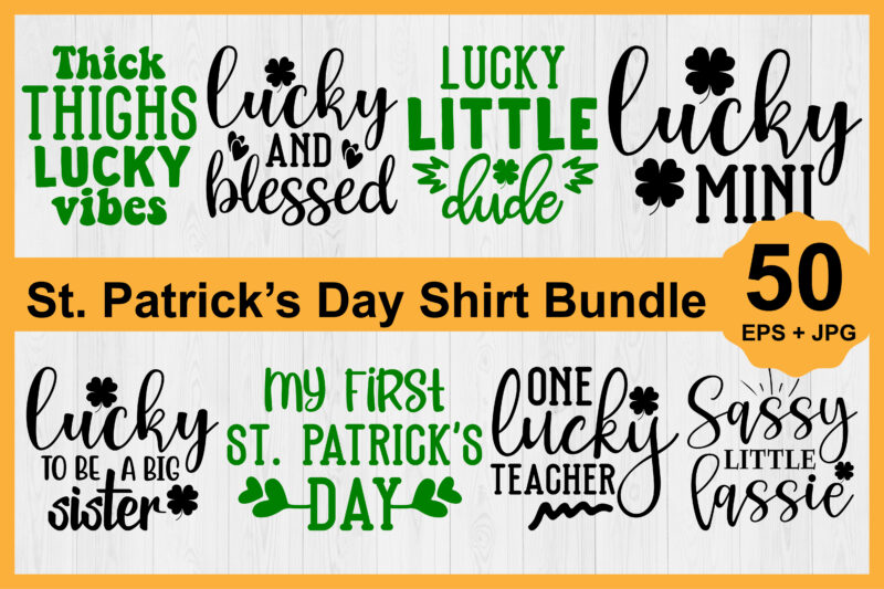 St. Patrick’s Day Shirt Design Bundle Print Template, Lucky Charms, Irish, everyone has a little luck Typography Design