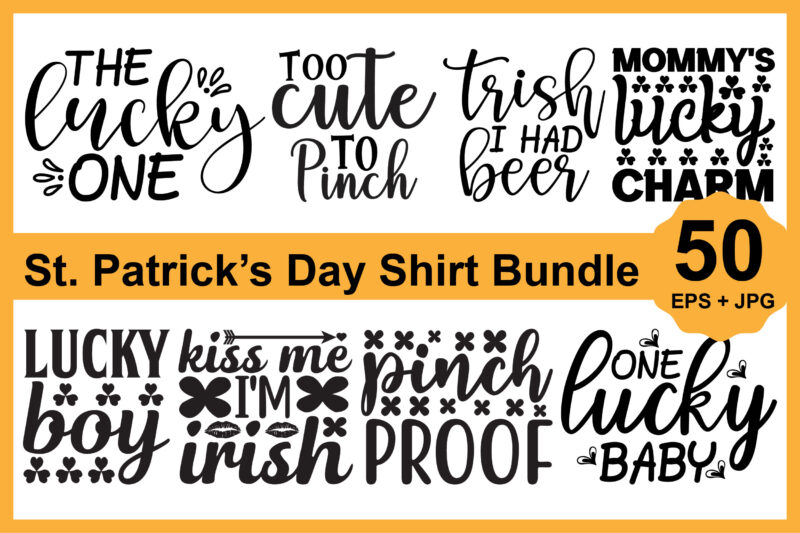 St. Patrick’s Day Shirt Design Bundle Print Template, Lucky Charms, Irish, everyone has a little luck Typography Design