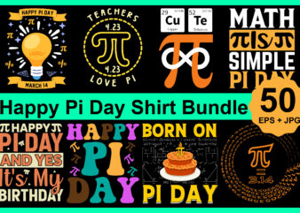 Happy Pi Day Shirt Design Bundle Print Template, Pi day Vector Graphics, funny math design, and gift