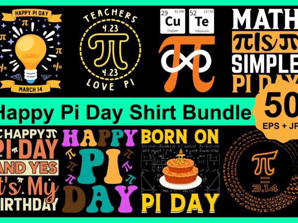 Happy pi day shirt design bundle print template, pi day vector graphics, funny math design, and gift