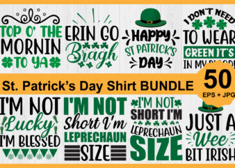 St. Patrick’s Day Shirt Design Bundle Print Template, Lucky Charms, Irish, everyone has a little luck Typography Design