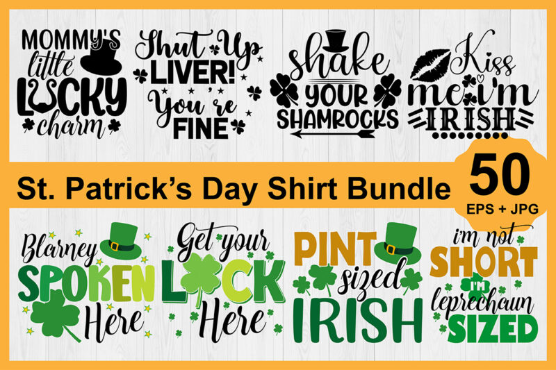 St. Patrick’s Day Shirt design Bundle Print Template, Lucky Charms, Irish, everyone has a little luck Typography Design