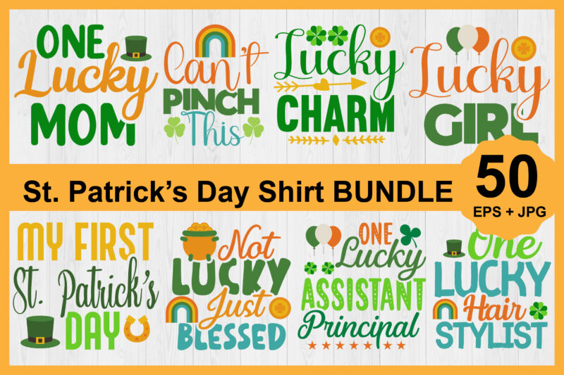 St. Patrick’s Day Shirt Design Bundle Print Template, Lucky Charms, Irish, everyone has a little luck Typography Design