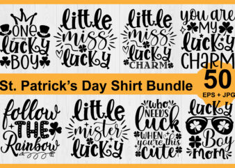 St. Patrick’s Day Shirt Design Bundle Print Template, Lucky Charms, Irish, everyone has a little luck Typography Design