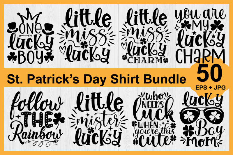 St. Patrick’s Day Shirt Design Bundle Print Template, Lucky Charms, Irish, everyone has a little luck Typography Design