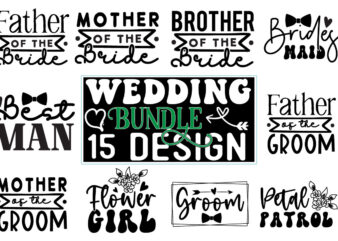 Wedding Party SVG Bundle t shirt design for sale