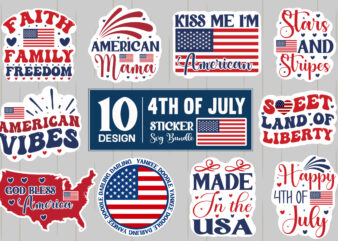 Sticker Bundle 4th of July Designs 10 Retro Sticker Designs,4th of July SVG Bundle, July 4th SVG, Fourth of July svg, America svg, USA Flag svg, Patriotic, Independence Day Shirt,