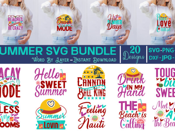 Summer svg bundle svg cut file t shirt template vector