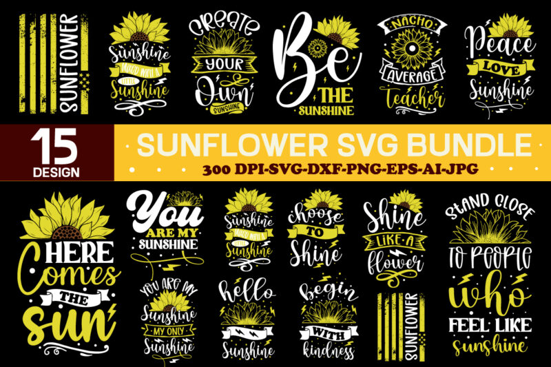 15 Sunflower Svg Bundle,Sunflower SVG Bundle, Sunflower SVG, Flower Svg, Monogram Svg, Half Sunflower Svg, Sunflower Svg Files, Cut file Cricut, Silhouette, CameoSunflower SVG Bundle, Inspirational svg Bundle, Sunflower SVG