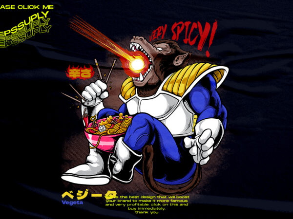 Ramen very spicy vegeta urban streetwear t-shirt design png ready to print and silkscreen printing