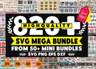 820 The Mega SVG Bundle T-shirt Design Pack svg png