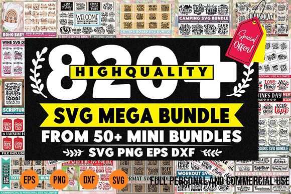 820 the mega svg bundle t-shirt design pack svg png