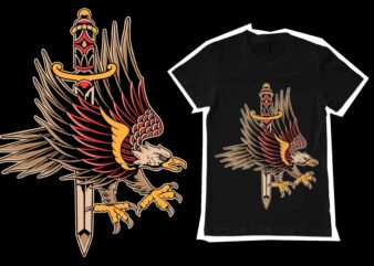flying eagle tattoo style illustration for t-shirt