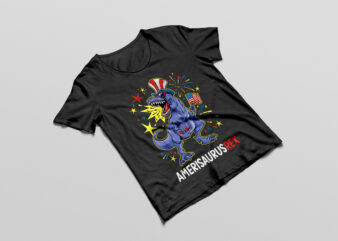 American Flag 4th of July T Rex Dinosaur Amerisaurus Rex Boy T-Shirt Design png
