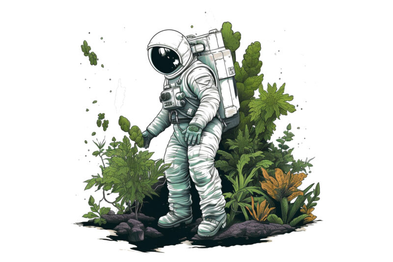 graphic illustration, astronaut, t shirt design