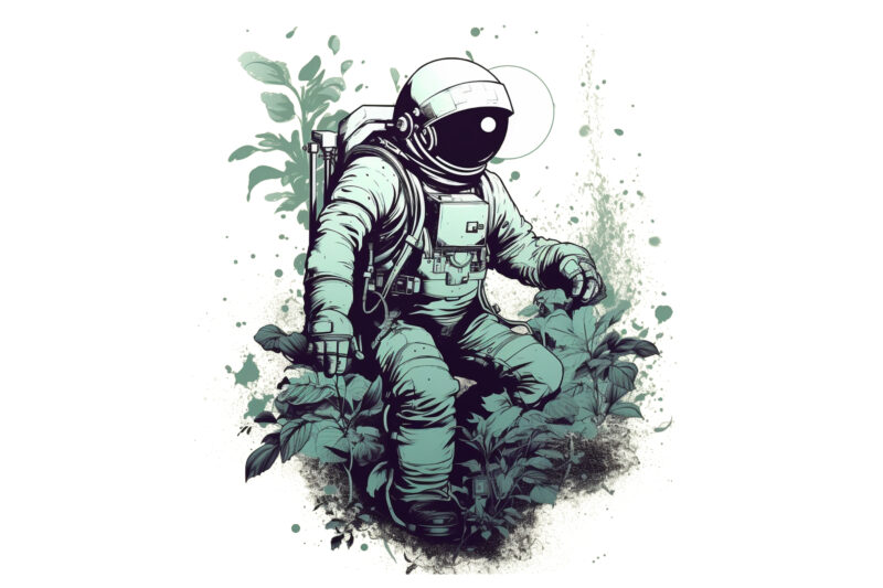 graphic illustration, astronaut, t shirt design