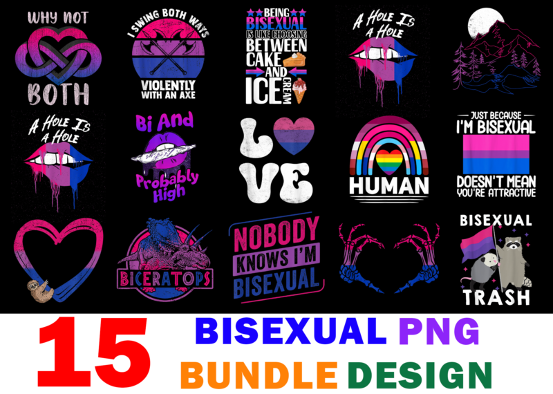 15 Bisexual shirt Designs Bundle For Commercial Use, Bisexual T-shirt, Bisexual png file, Bisexual digital file, Bisexual gift, Bisexual download, Bisexual design