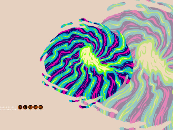 Psychedelic spiral hypnotic optical illusion background illustration t shirt illustration