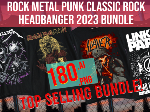 Rock metal punk classic rock headbanger 2023 bundle t shirt design online