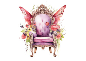 Fairy Flower Chair Watercolor Clipart