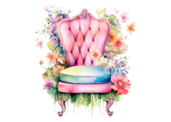 Fairy Flower Chair Watercolor Clipart t shirt graphic design