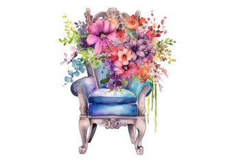 Fairy Flower Chair Watercolor Clipart