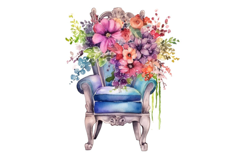 Fairy Flower Chair Watercolor Clipart