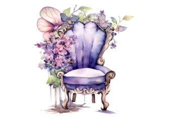 Fairy Flower Chair Watercolor Clipart t shirt graphic design
