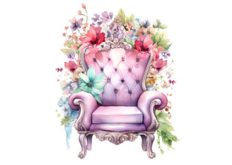 Fairy Flower Chair, Fairy Flower Chair Watercolor, Fairy Flower Chair Watercolor Clipart, Fairy Flower Chair Watercolor Clipart Bundle, Fairy Flower Chair Clipart, Fairy Flower Chair Bundle, Fairy Flower Chair Sublimation, t shirt graphic design