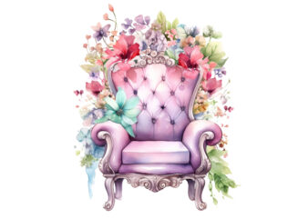 Fairy Flower Chair, Fairy Flower Chair Watercolor, Fairy Flower Chair Watercolor Clipart, Fairy Flower Chair Watercolor Clipart Bundle, Fairy Flower Chair Clipart, Fairy Flower Chair Bundle, Fairy Flower Chair Sublimation,