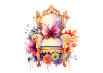 Fairy Flower Chair Watercolor Clipart t shirt graphic design