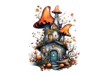 Fairy Wooden House Watercolor CLipart t shirt graphic design