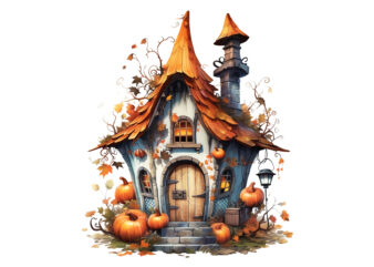 Fairy Wooden House Watercolor CLipart t shirt graphic design