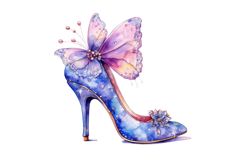 Fairy Shoes Flower Watercolor Clipart