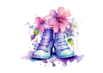 Fairy Shoes Flower Watercolor Clipart