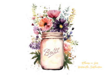Flowers in Jar Watercolor Sublimation