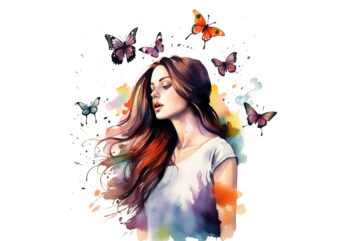 Girl And Butterflies Watercolor Clipart, Girl And Butterflies, Girl And Butterflies Watercolor, Watercolor Clipart, Sublimation Design, Digital Download, Art Illustration, Instant Download, Digital Sublimation, Printable, Print On Demand, Bundle, Clipart,