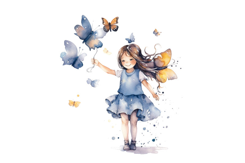 Girl And Butterflies Watercolor Clipart, Girl And Butterflies, Girl And Butterflies Watercolor, Watercolor Clipart, Sublimation Design, Digital Download, Art Illustration, Instant Download, Digital Sublimation, Printable, Print On Demand, Bundle, Clipart,