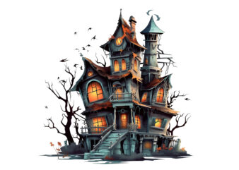 Fairy Wooden House Watercolor CLipart
