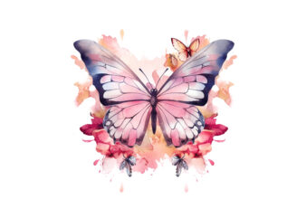 Pink Butterfly with Flowers Sublimation