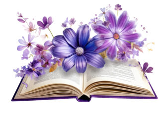 Purple Flower Book Sublimation Clipart