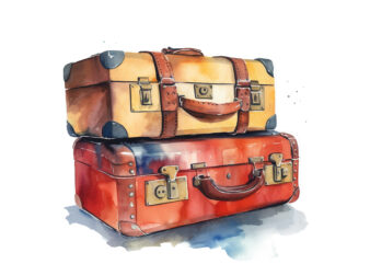 Suitcase Watercolor Clipart