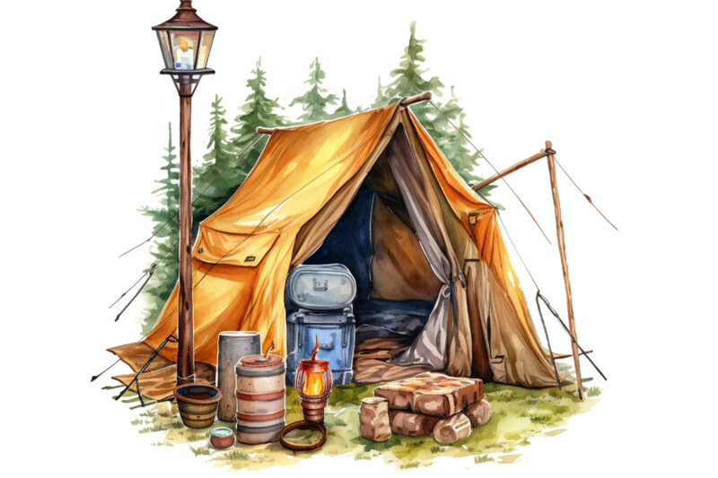 Camping Watercolor Clipart