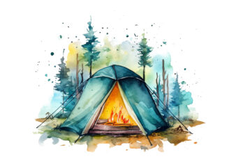 Camping Watercolor Clipart t shirt vector file