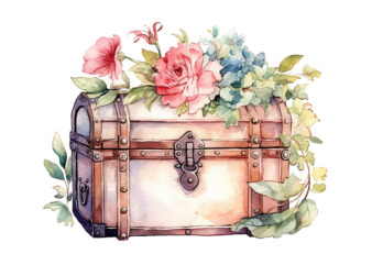 Watercolor Treasure Box with Flower