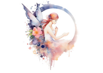 Watercolor Fairy with Flowers Sblimation t shirt design for sale